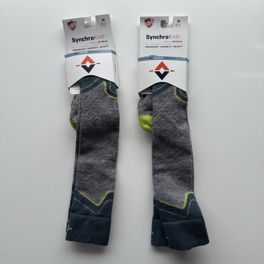 Lot 2 WIGWAM Snow Junkie SynchroKnit Wool Over Calf Sock Medium M 5-9.5 W‎ 6-10